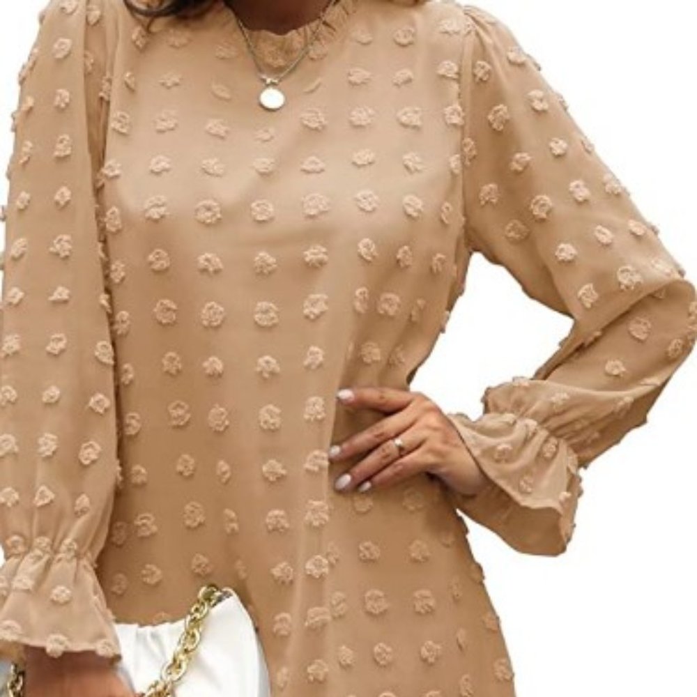 New Khaki Colored Long Sleeve Women's Dress - Picture 1 of 3